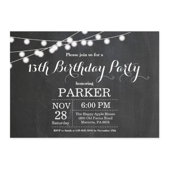 13th Birthday  Chalkboard