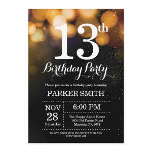 13th Birthday  Gold Glitter