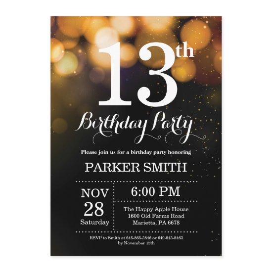 13th Birthday  Gold Glitter