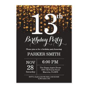 13th Birthday  Gold Glitter