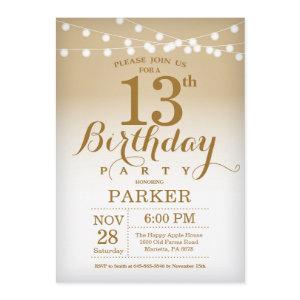 13th Birthday  Gold String Lights