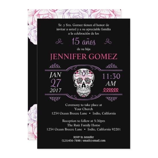 15 Años Quinceañera Birthday Sugar Skull Invite