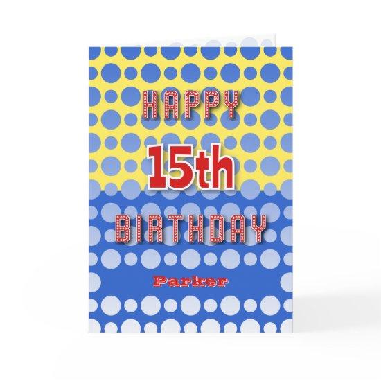 15th Birthday add name circles pattern Card