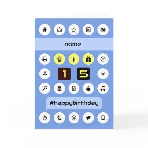 15th birthday add name personalized computing card