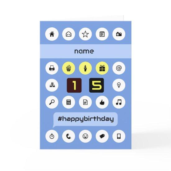 15th birthday add name personalized computing card