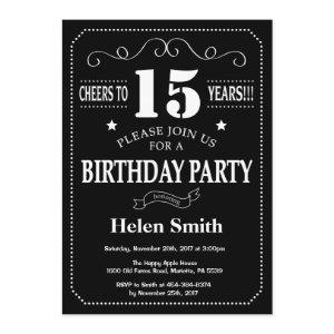 15th Birthday Black and White Chalkboard