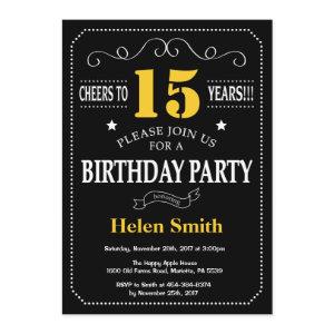 15th Birthday Black and Yellow Chalkboard