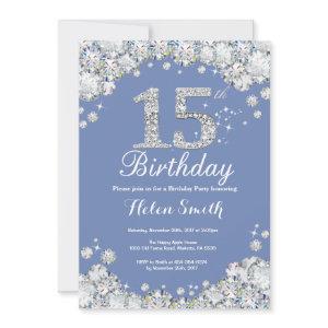 15th Birthday Blue and Silver Diamond