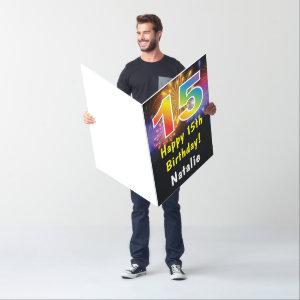 15th Birthday Colorful Rainbow Extra Large Jumbo Card