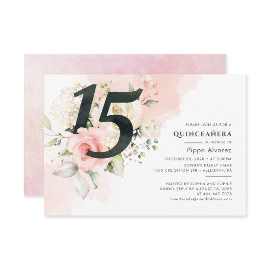 15th Birthday Floral Pink Quinceanera Botanical