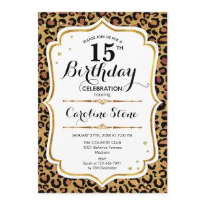15th Birthday - Gold Leopard Print