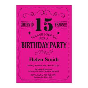 15th Birthday  Black and Hot Pink