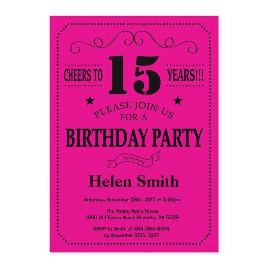 15th Birthday  Black and Hot Pink