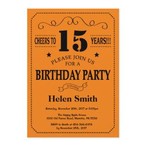 15th Birthday  Black and Orange