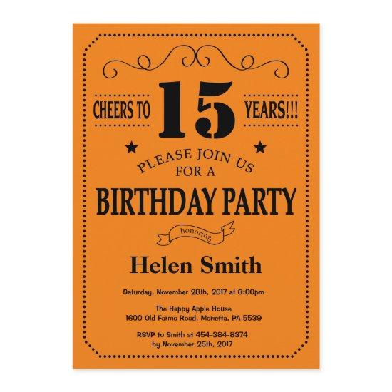 15th Birthday  Black and Orange