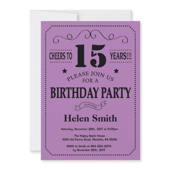 15th Birthday  Black and Purple