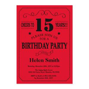 15th Birthday  Black and Red
