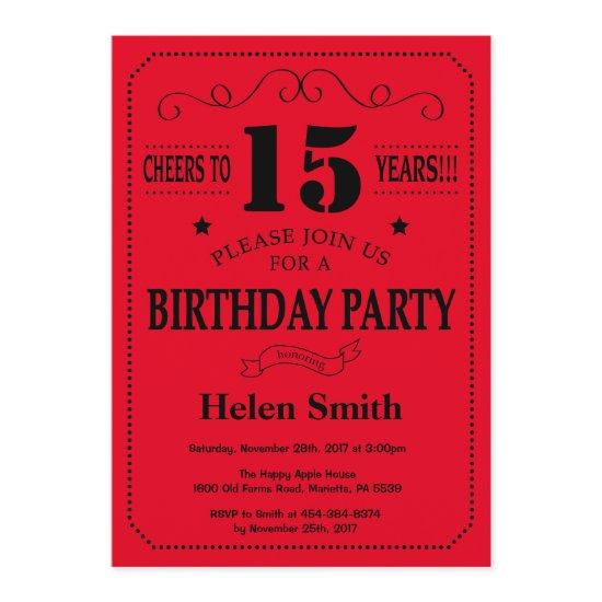 15th Birthday  Black and Red