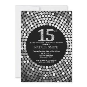 15th Birthday  Black and Silver Glitter
