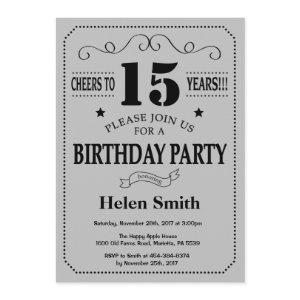 15th Birthday  Black and Silver Gray