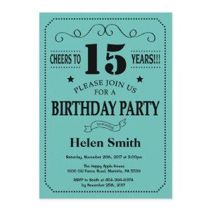 15th Birthday  Black and Teal