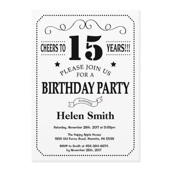 15th Birthday  Black and White