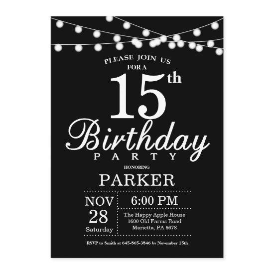 15th Birthday  Black and White