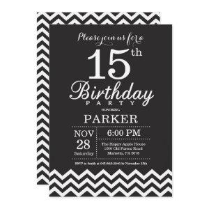15th Birthday  Black and White Chevron
