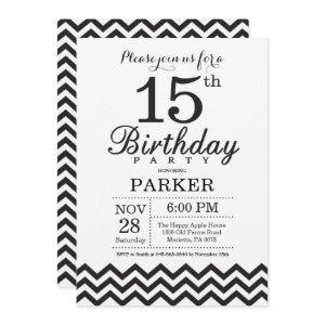 15th Birthday  Black and White Chevron