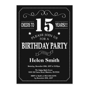 15th Birthday  Black White Chalkboard