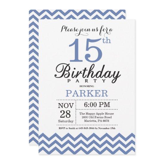 15th Birthday  Blue Chevron