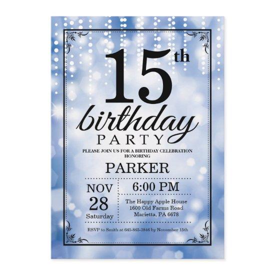 15th Birthday  Blue Glitter
