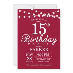 15th Birthday  Burgundy Red