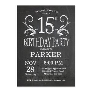 15th Birthday  Chalkboard Floral