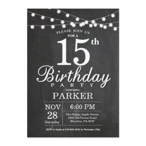 15th Birthday  Chalkboard String Lights