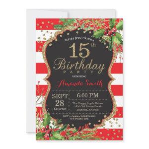 15th Birthday . Christmas Red Black Gold