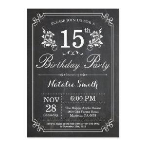 15th Birthday  Floral Chalkboard