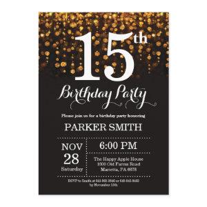 15th Birthday  Gold Glitter