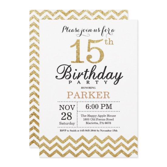 15th Birthday  Gold Glitter