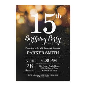 15th Birthday  Gold Glitter
