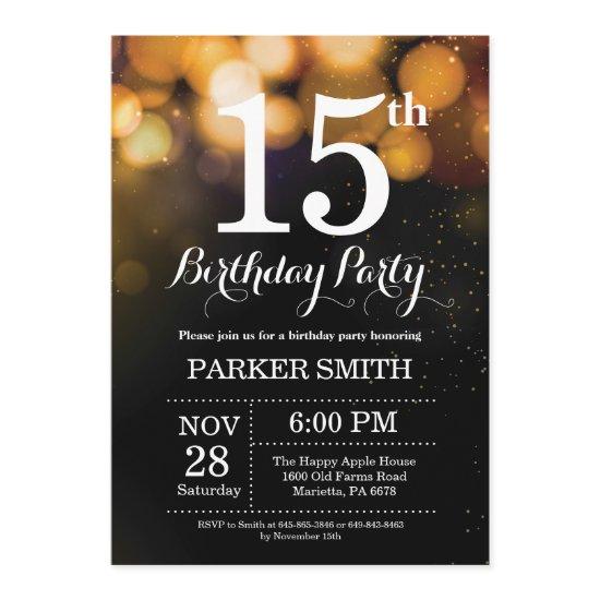 15th Birthday  Gold Glitter