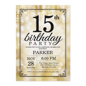 15th Birthday  Gold Glitter