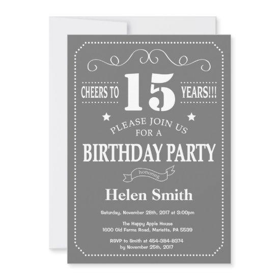 15th Birthday  Gray and White
