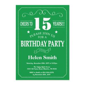 15th Birthday  Green and White