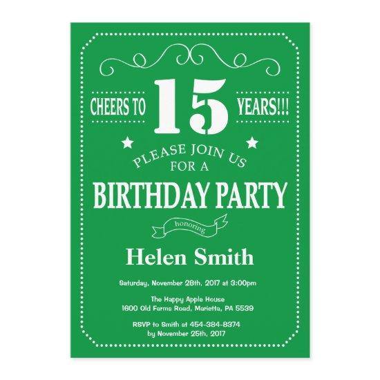 15th Birthday  Green and White