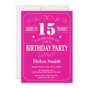 15th Birthday  Hot Pink and White