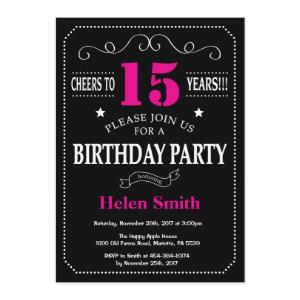 15th Birthday  Hot Pink Black Chalkboard