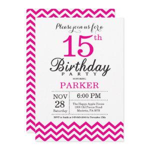 15th Birthday  Hot Pink Chevron