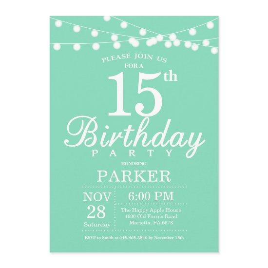 15th Birthday  Mint Green