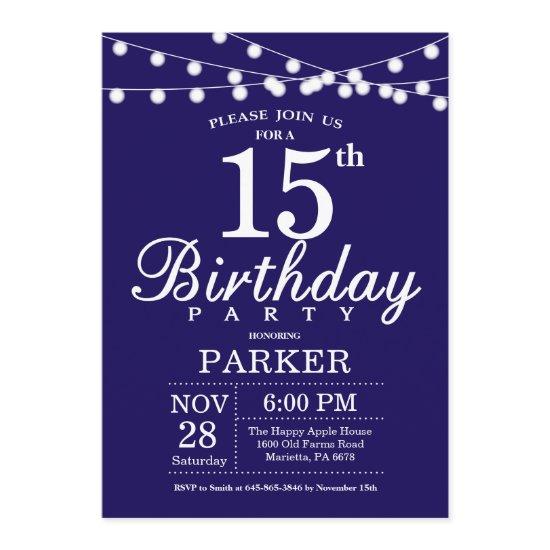 15th Birthday  Navy Blue